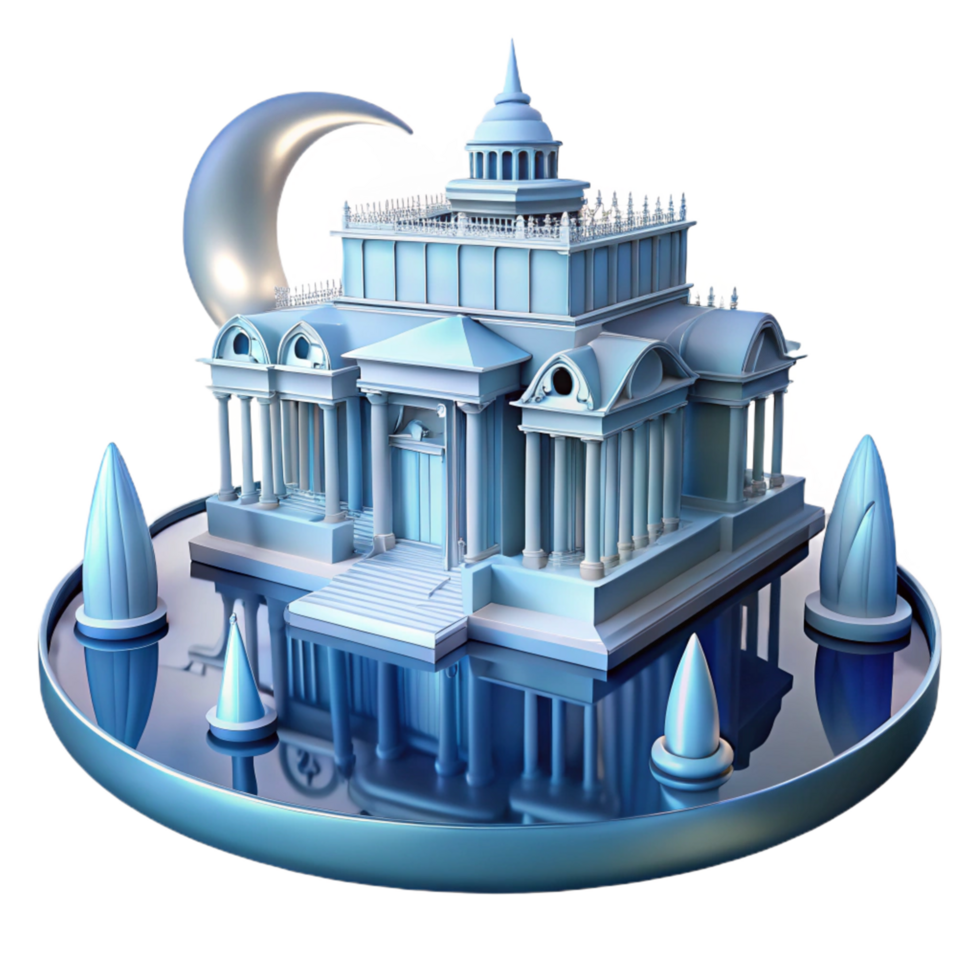 3D Render Classic Building Moonlit Night png