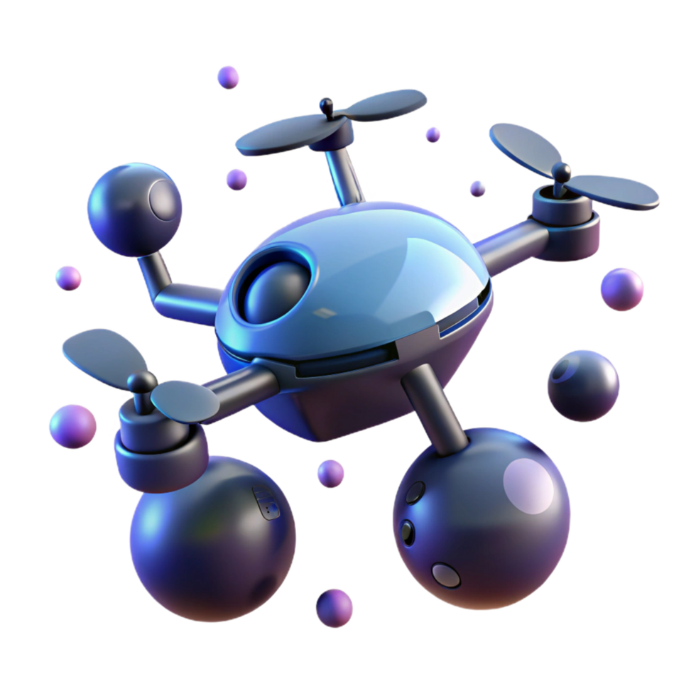 vibrant rustic Futuristic Drone 3D Render high resolution png