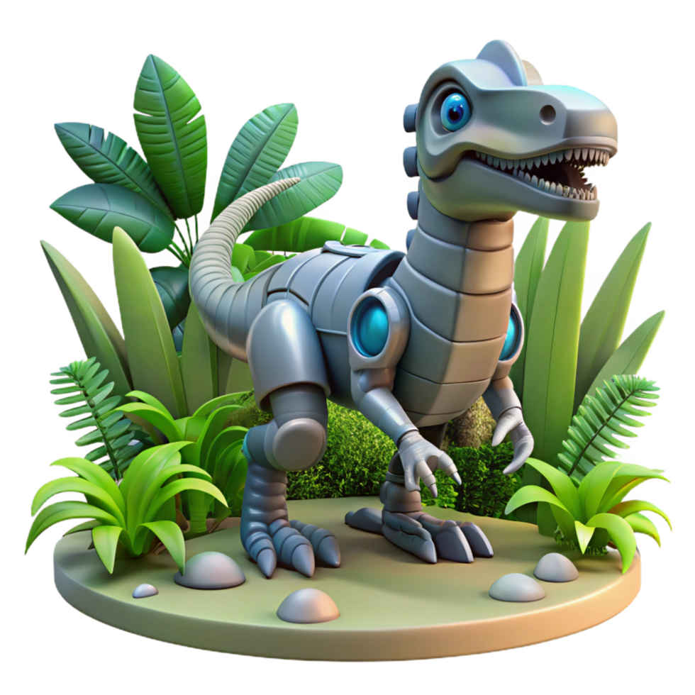 dramatic creative 3D Render Robotic Dinosaur in Jungle exclusive png