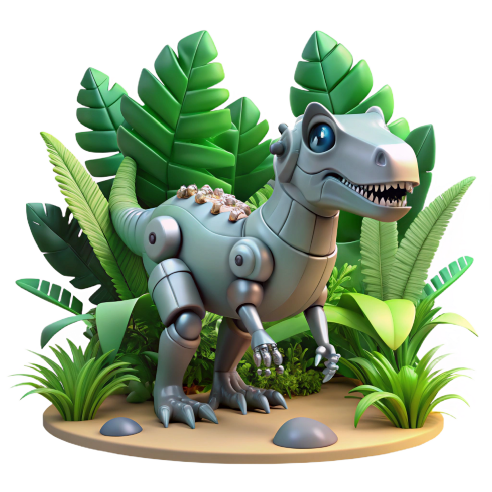 magnificent modern 3D Render Robotic Dinosaur in Jungle professional png