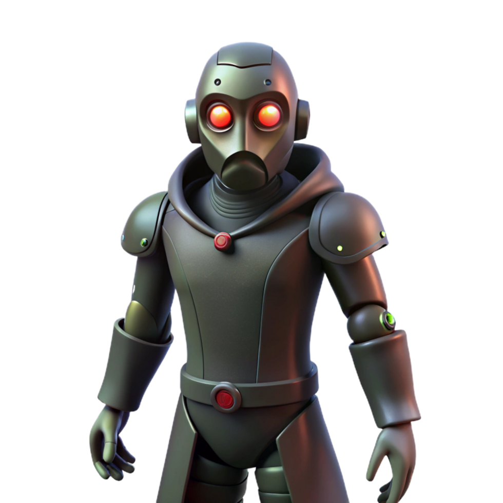 3D Render Dark Robot Illustration png