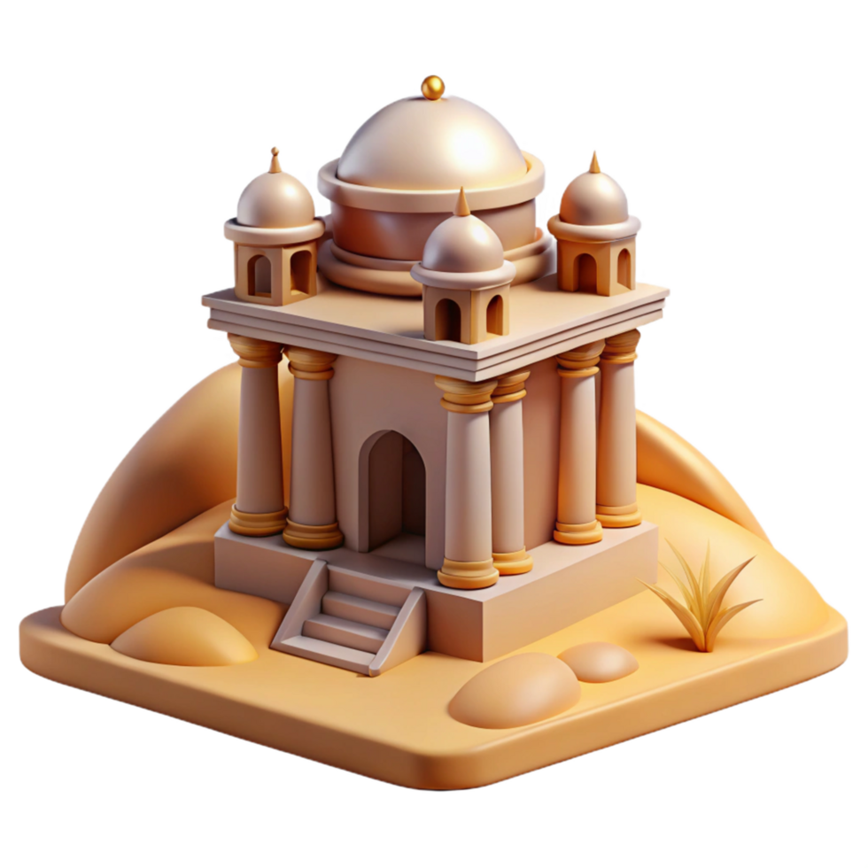 extraordinary artistic 3D Render Desert Temple Illustration authentic png