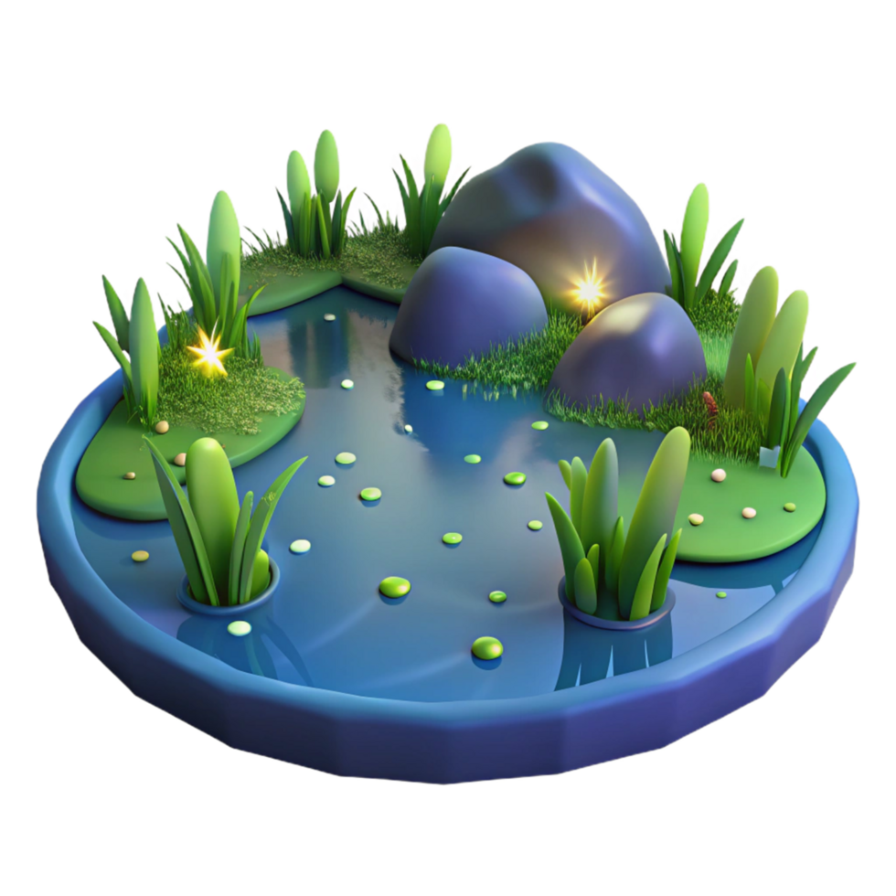 3D Cartoon Pond Illustration png