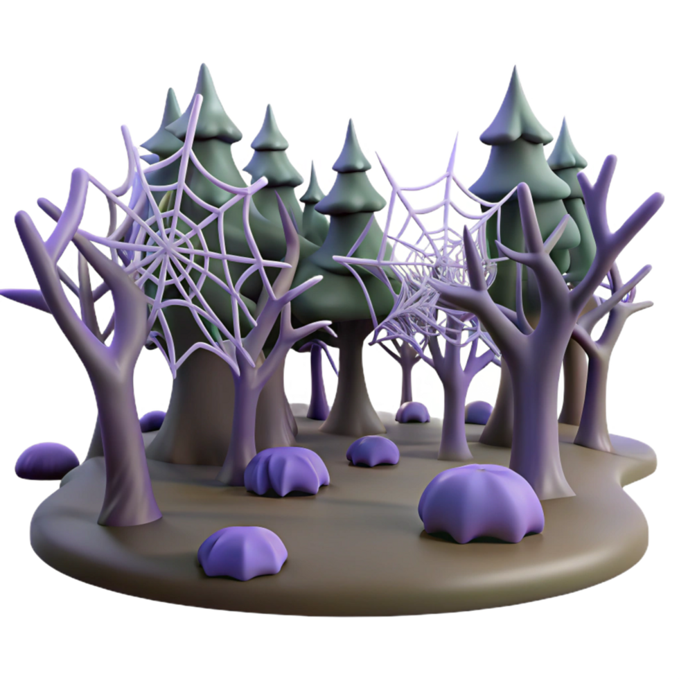 Spooky 3D Forest Illustration png