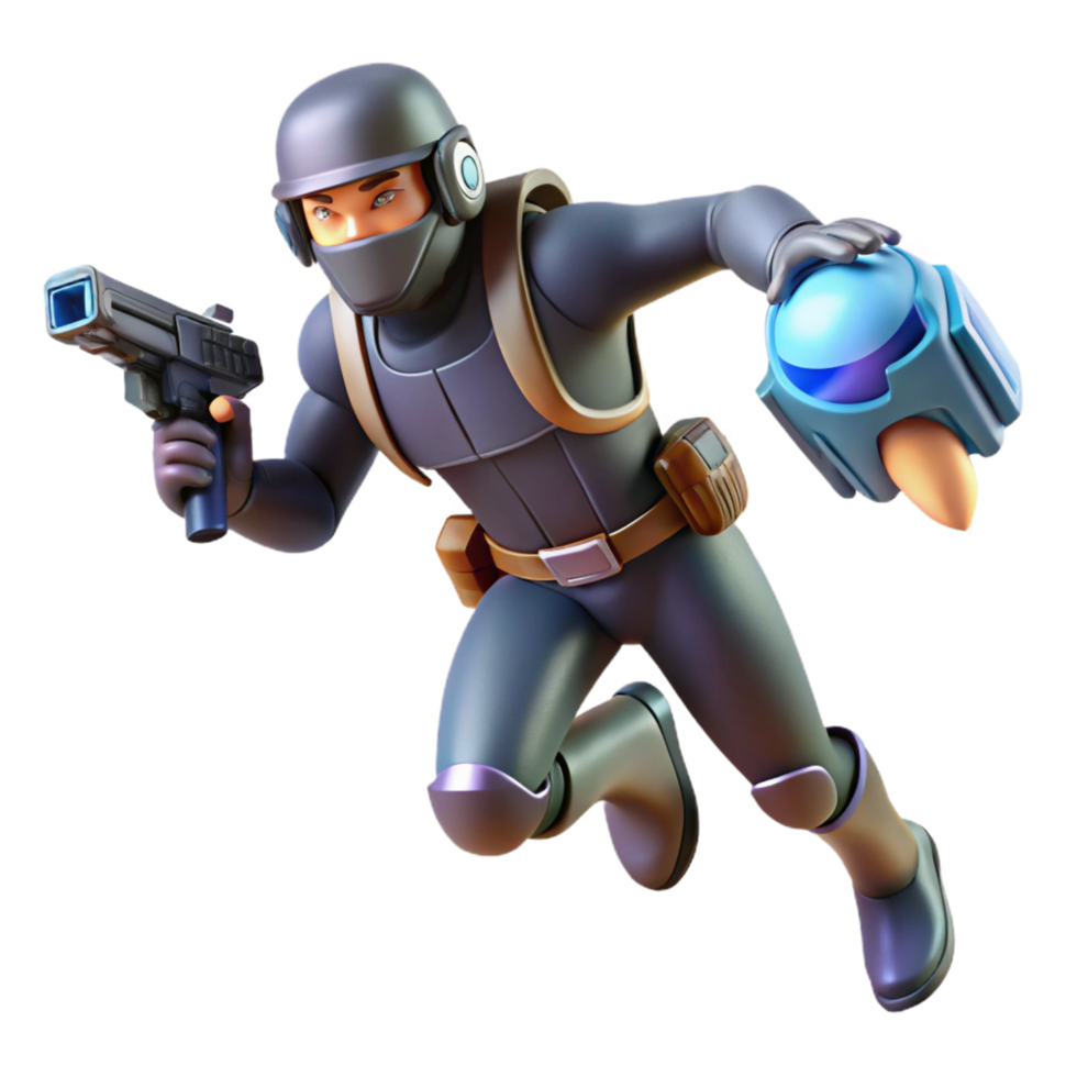 3D Illustration Futuristic Soldier Action Figure png