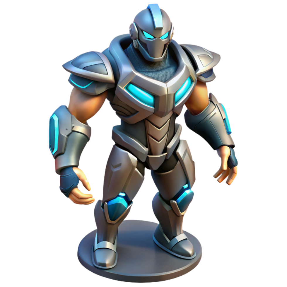 extraordinary artistic 3D Render Futuristic Armored Robot authentic png