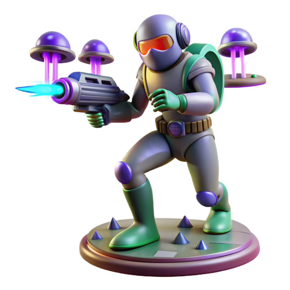 3D Render of Retro Spaceman png