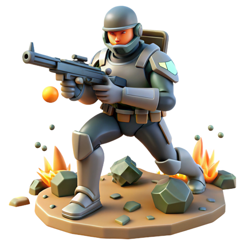 3D Illustration of Futuristic Soldier in Combat png