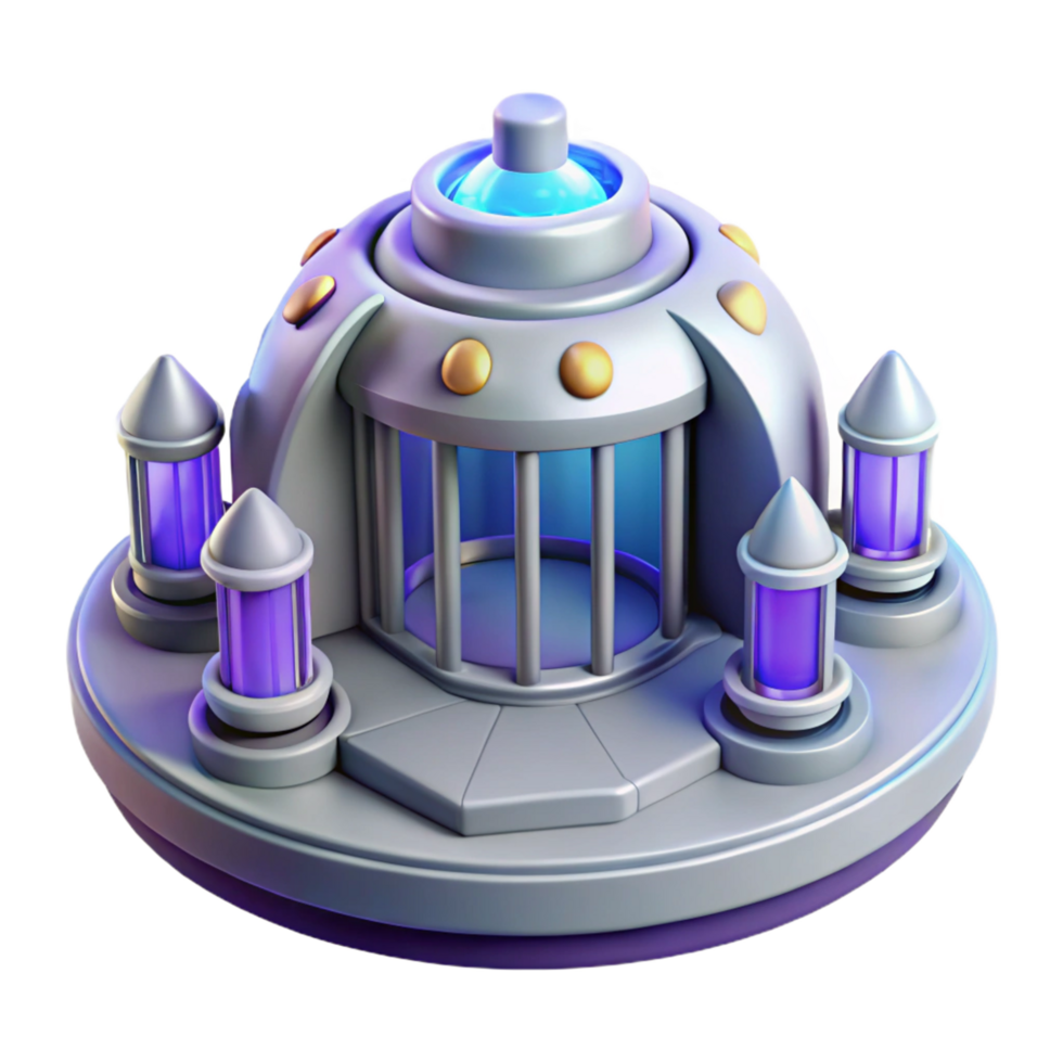 magnificent classic Futuristic 3D Render of a Grey Dome Structure with Purple Lighting, Elegant Design, Game Asset, Architectural Model, Sci fi Setting, Digital Art authentic png