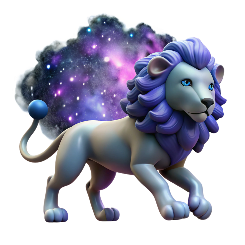 wonderful minimalist Cosmic Lion 3D Render professional png