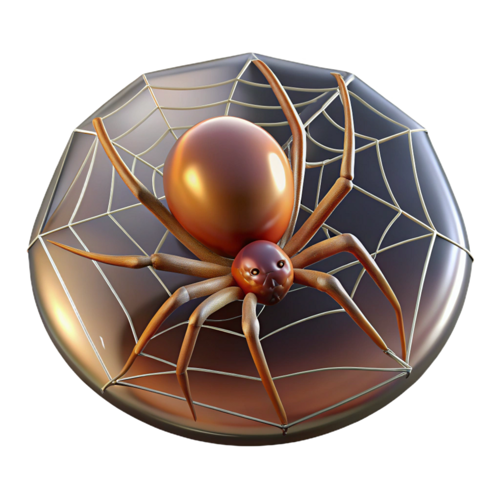 3D Render Golden Spider Web png