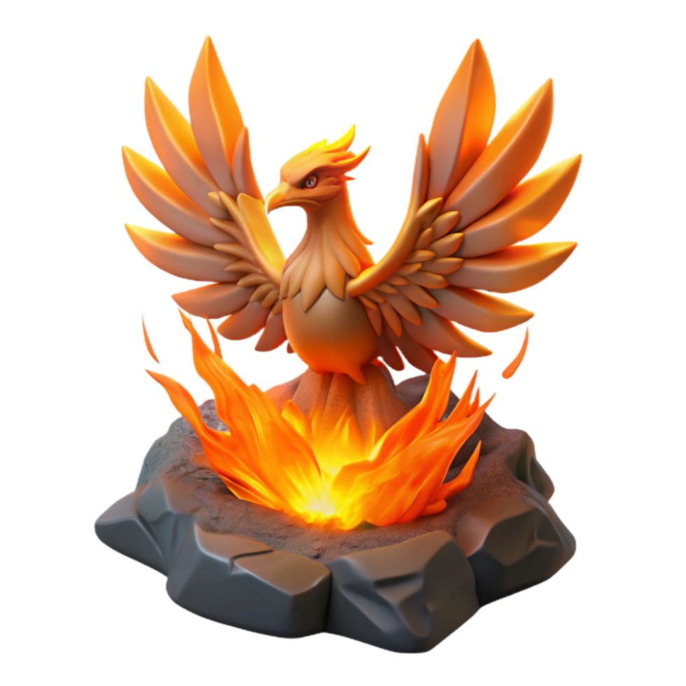 dramatic modern 3D Render of a Mythical Firebird original png