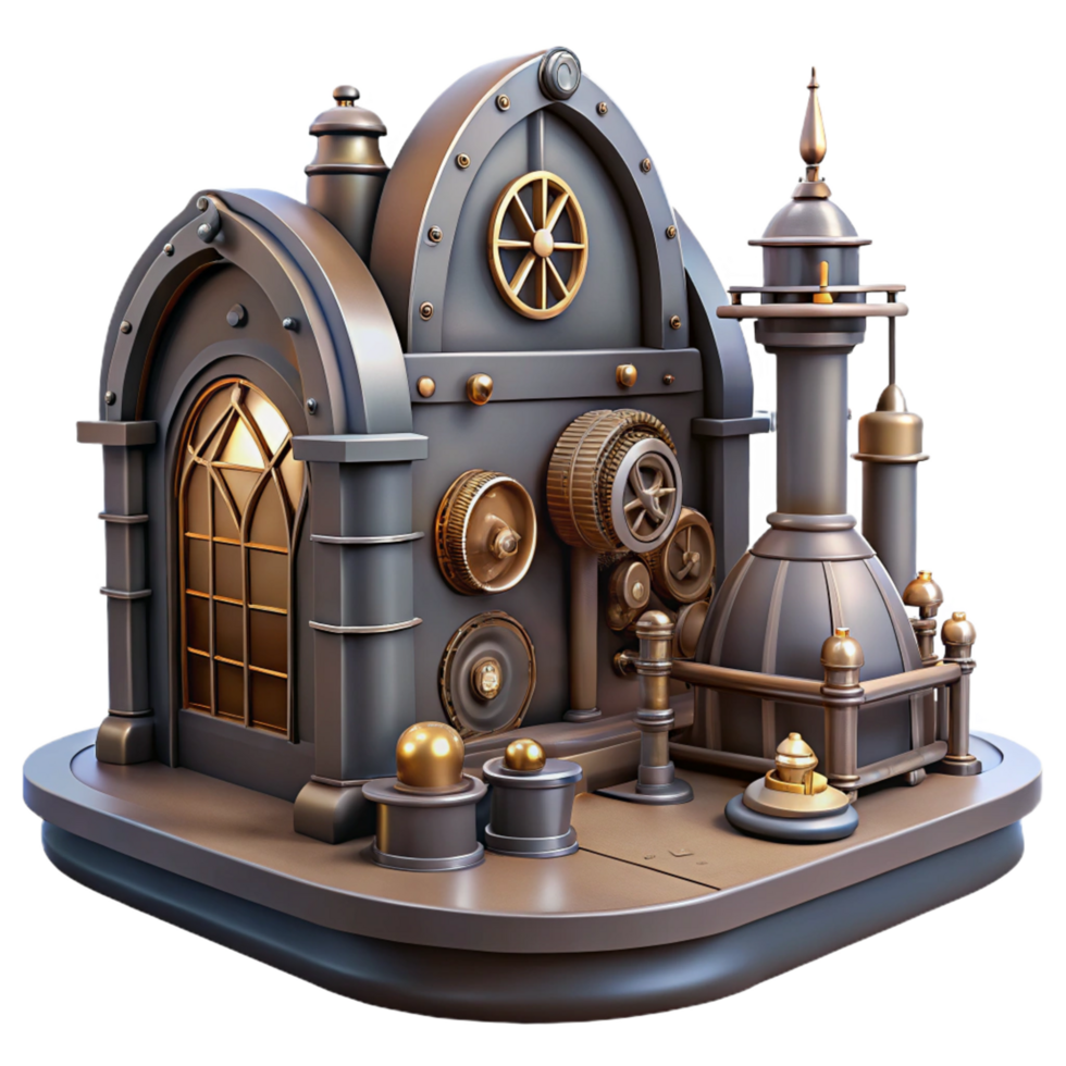 Steampunk Factory 3D Illustration png