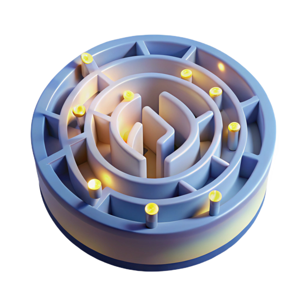 3D Maze Illustration Circular Puzzle Game Design png