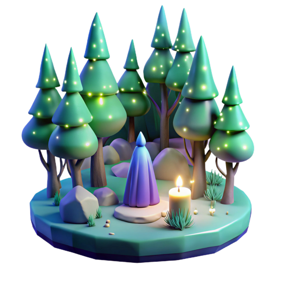 serene abstract Enchanted 3D Forest Illustration authentic png