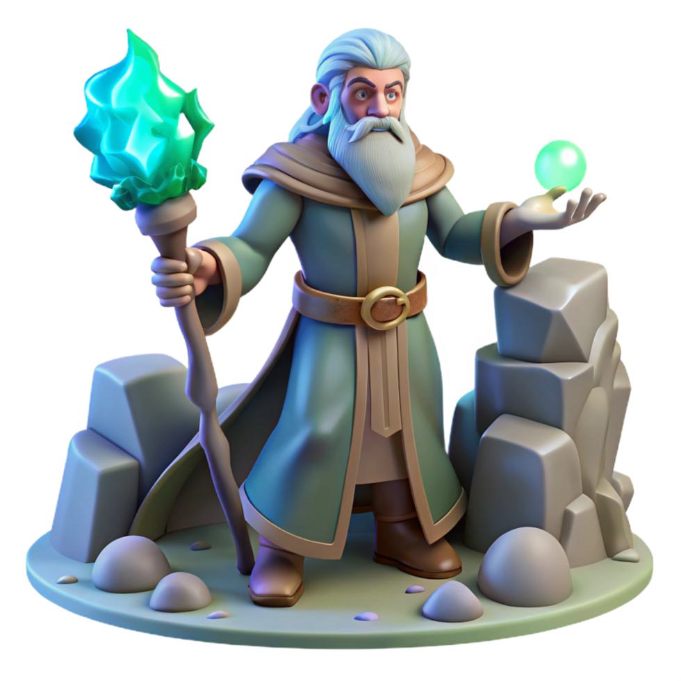 elegant creative 3D Render of a Fantasy Wizard exclusive png