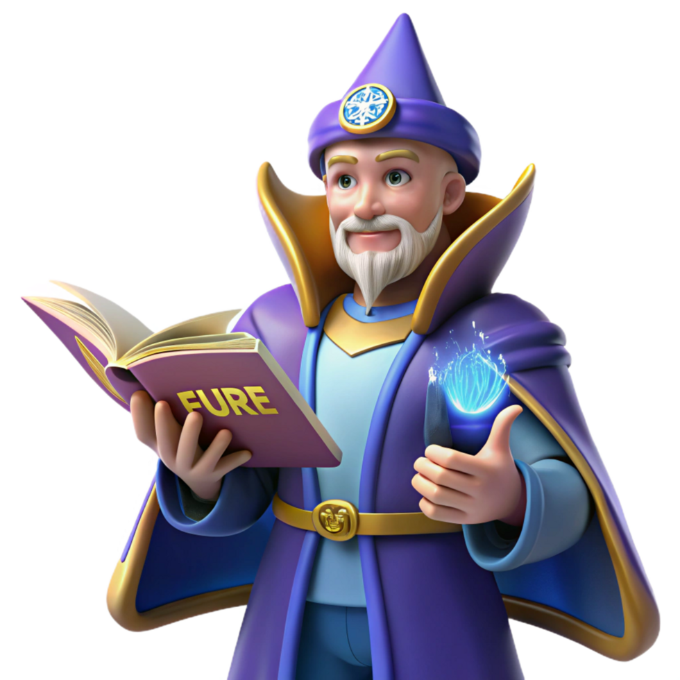 extraordinary classic Wise Wizard 3D Render authentic png