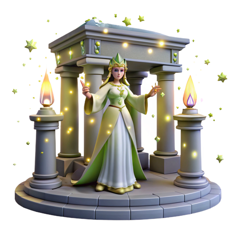 serene modern 3D Render of a Fantasy Priestess high resolution png