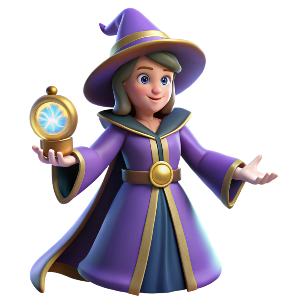 dramatic creative 3D Render Young Witch Fantasy Illustration detailed png