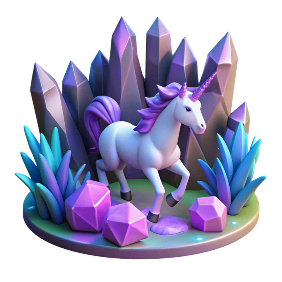 dramatic minimalist Magical Unicorn 3D Render premium png