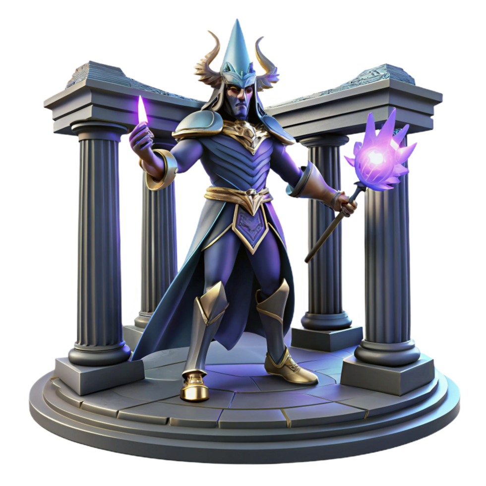 Fantasy Wizard 3D Render png