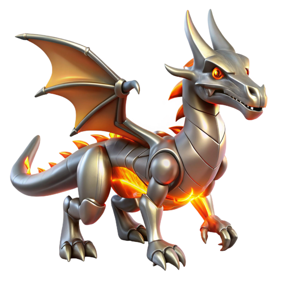 extraordinary modern Metallic Dragon 3D Render authentic png