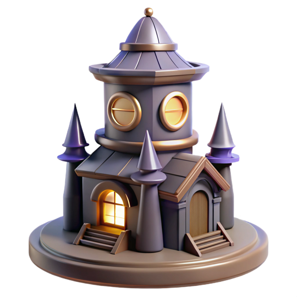 Enchanted 3D Model of a Fantasy Tower House Game Asset png