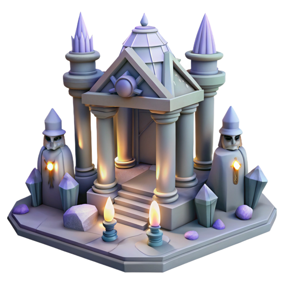 beautiful rustic Fantasy Temple 3D Render exclusive png