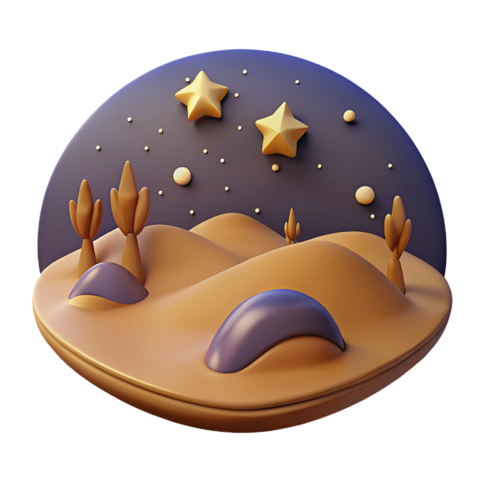 impressive classic Night Desert 3D Illustration high resolution png