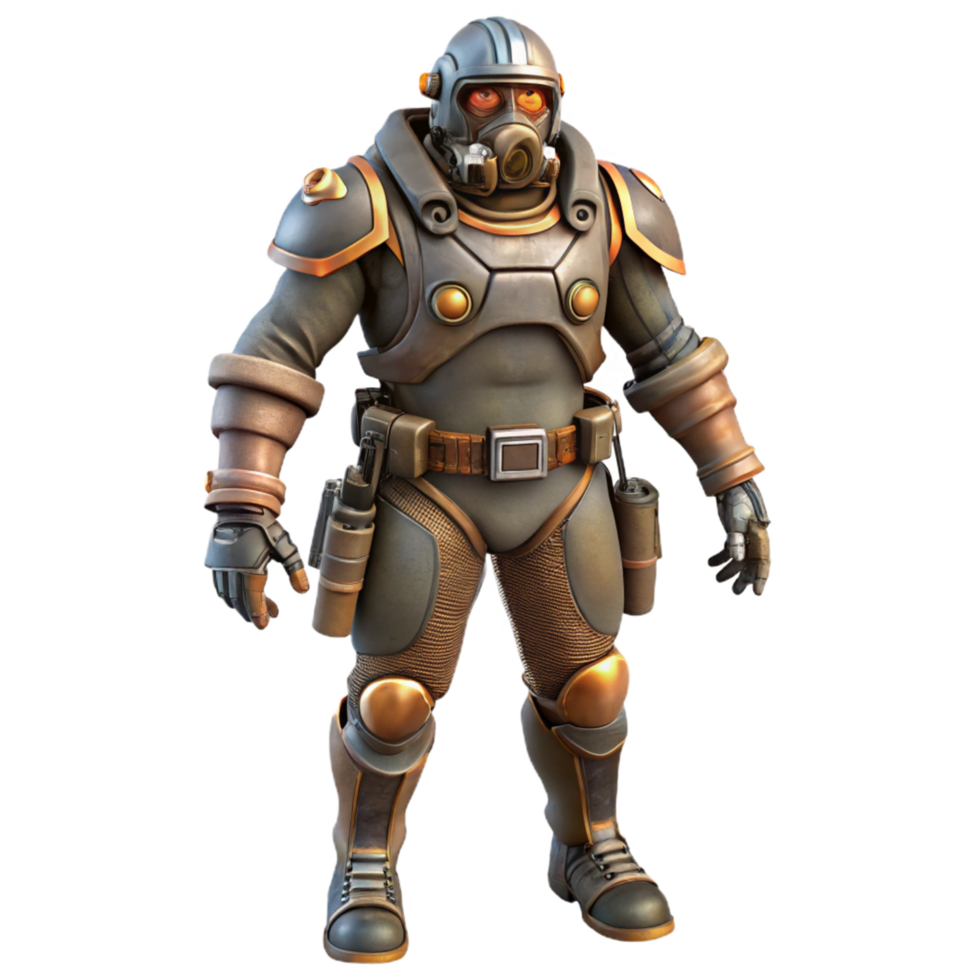 3D Render of Futuristic Armored Figure png