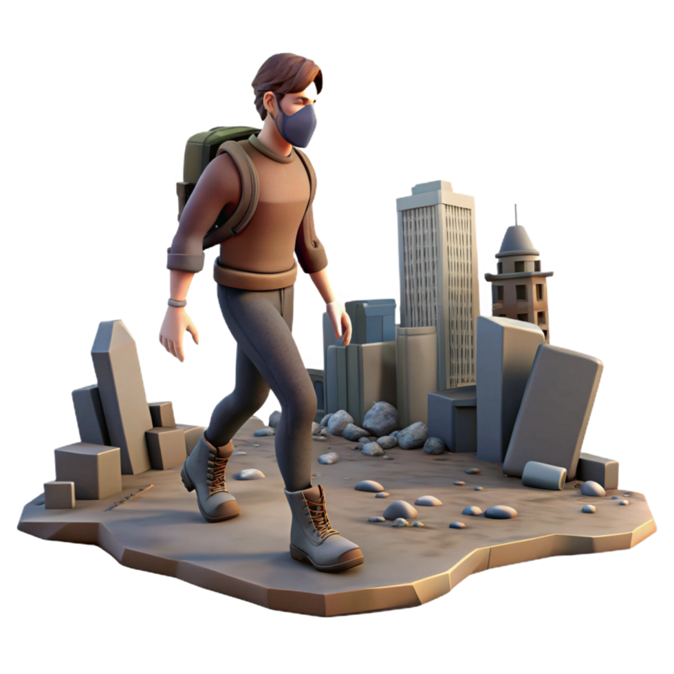 3D Illustration Post Apocalyptic Traveler png