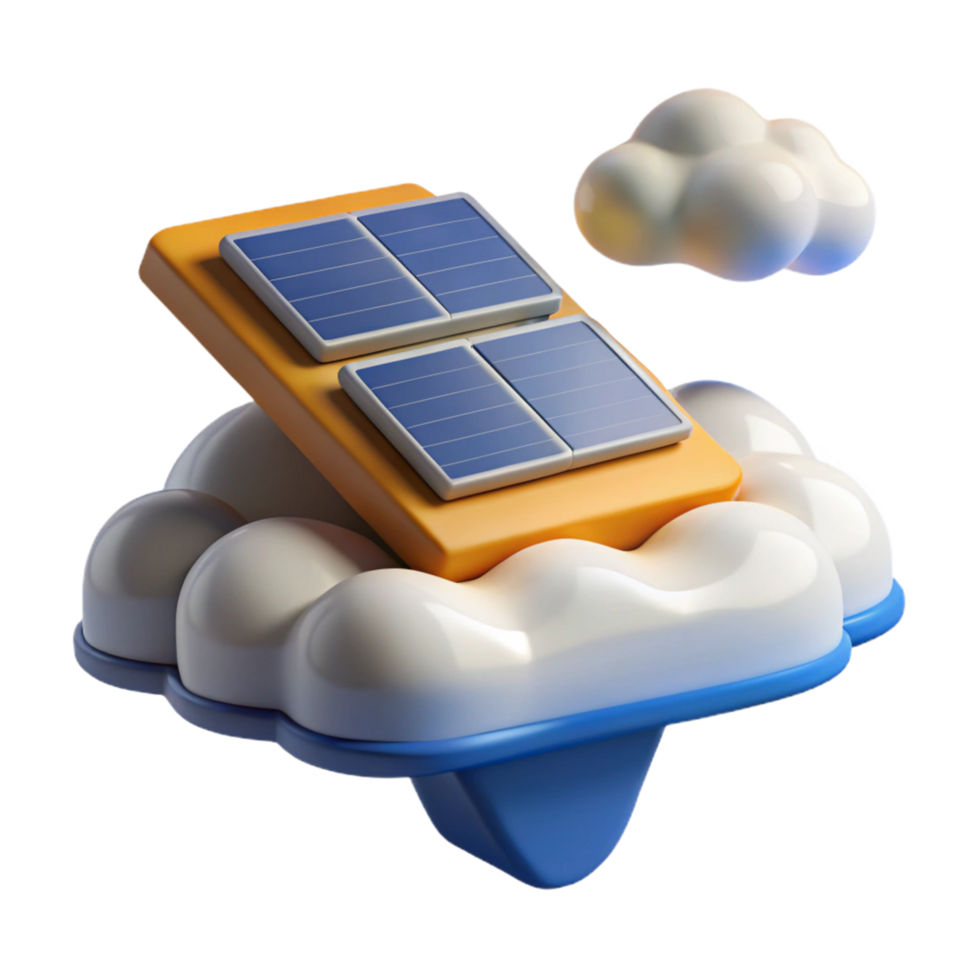 3D Render of Solar Panel on Cloud Illustration Clean Energy Concept Sustainable Technology Image png