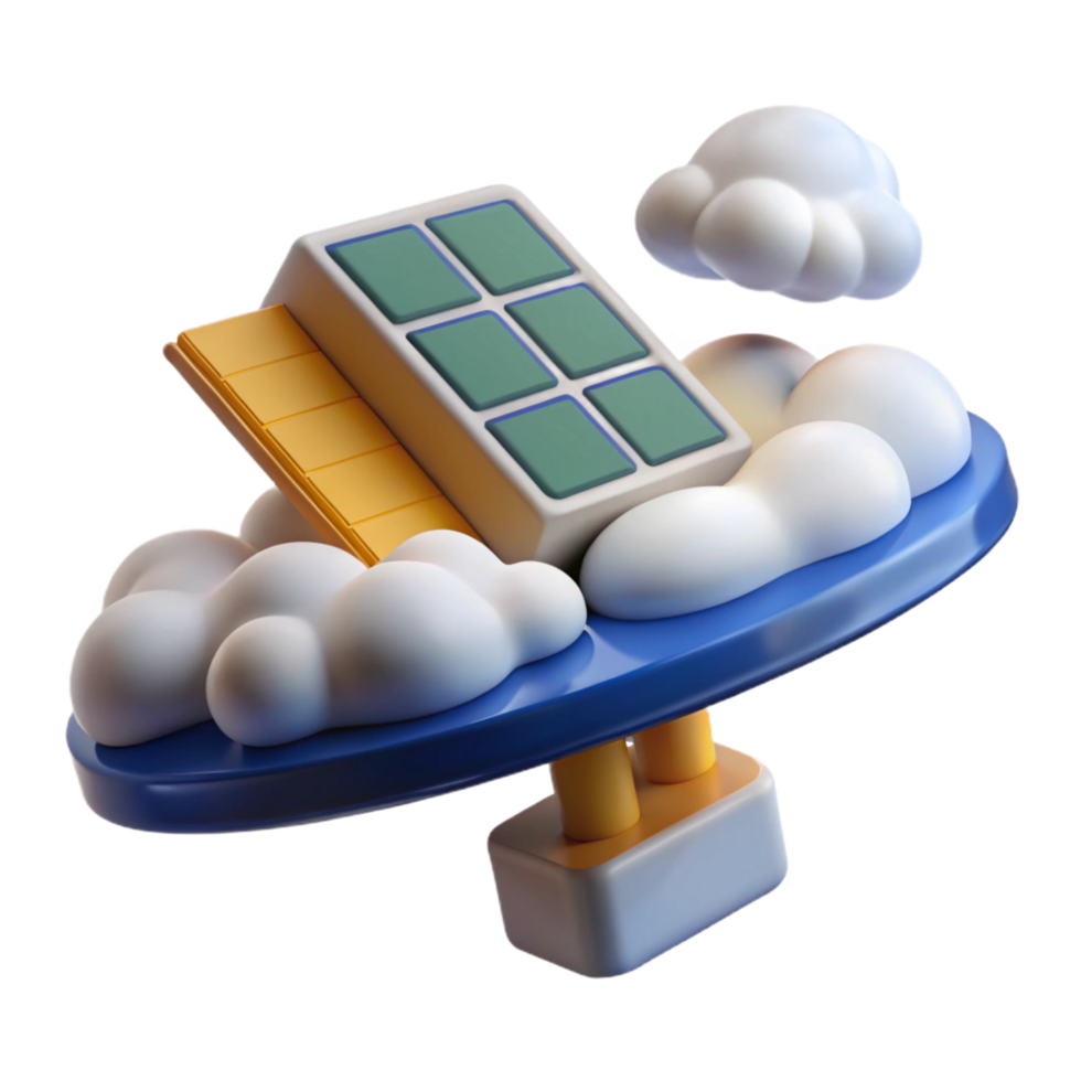 3D Render Cloud Solar Panel Illustration png