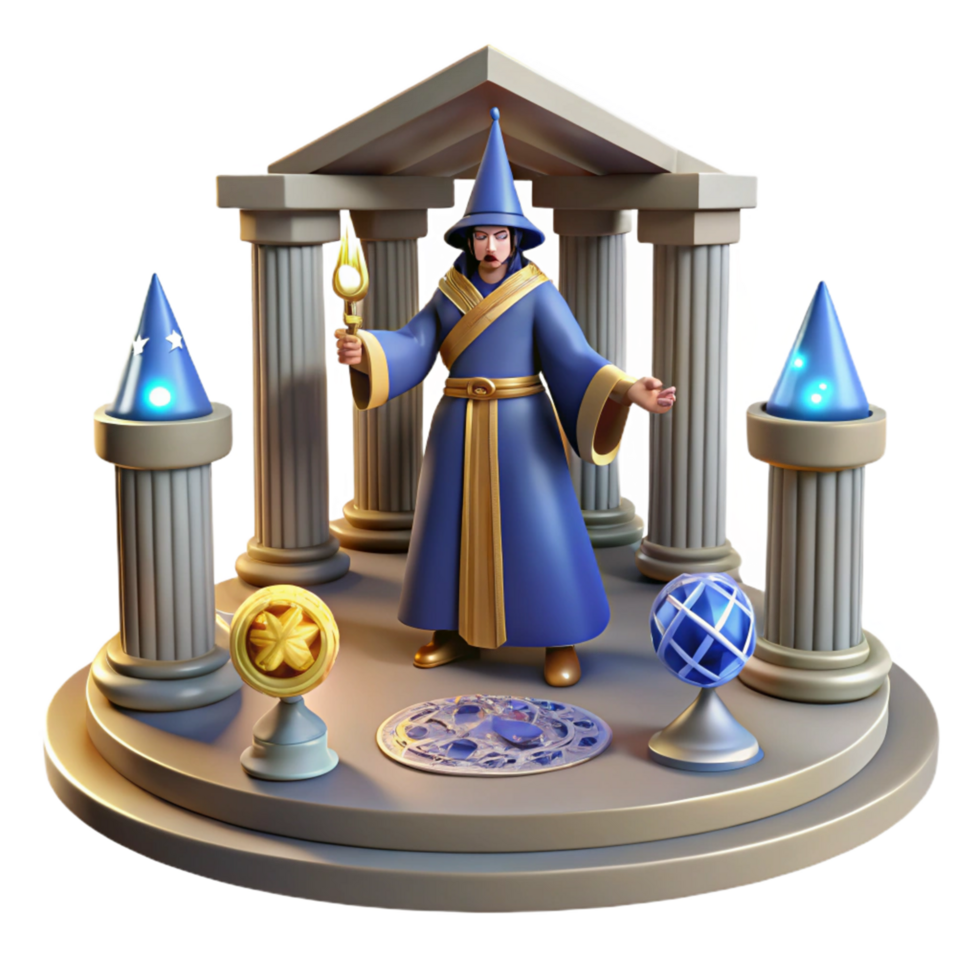 3D Render Wizard in Temple Setting png