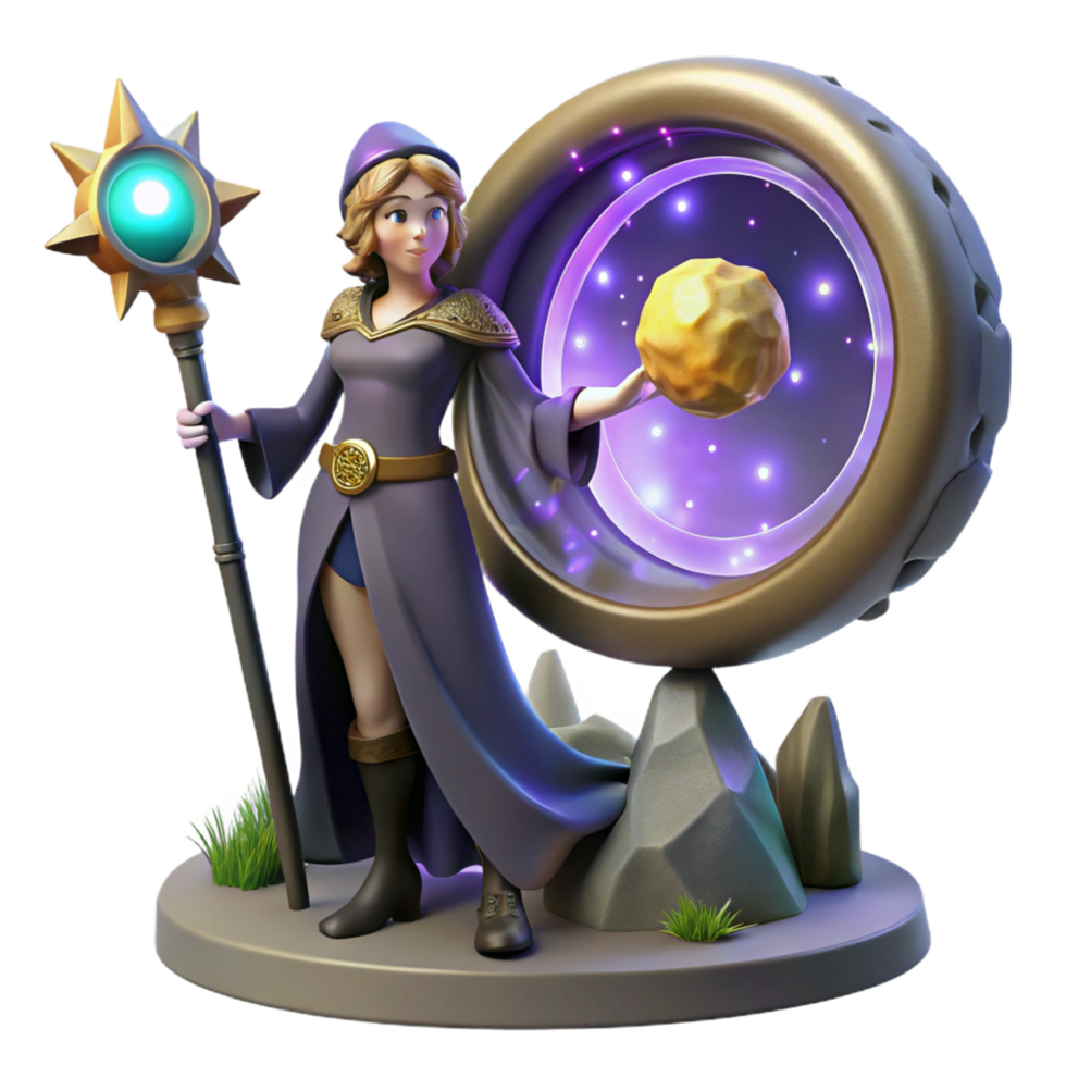extraordinary contemporary 3D Render of a Female Mage high resolution png