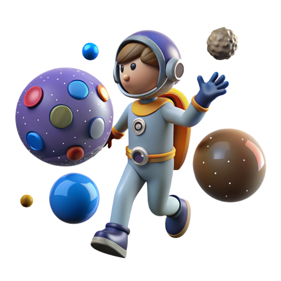 3D Astronaut Child in Space png