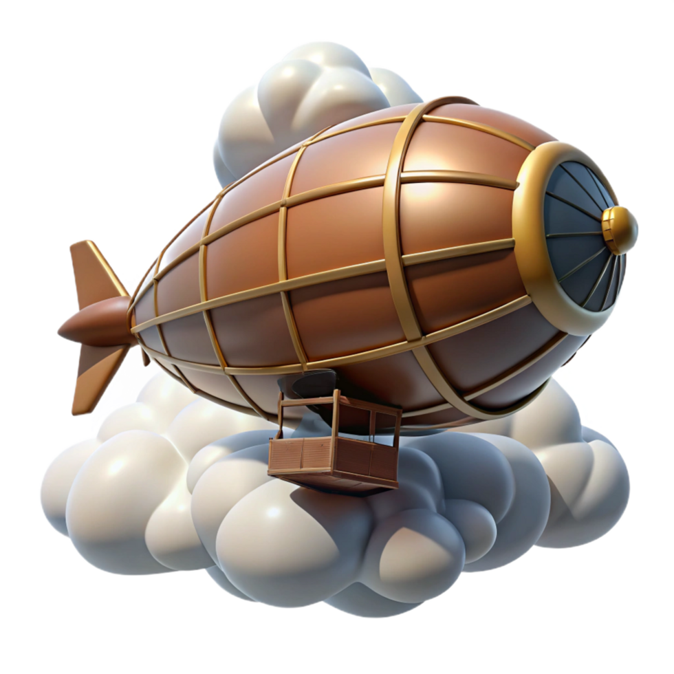 wonderful creative Cartoon Airship 3D Render authentic png