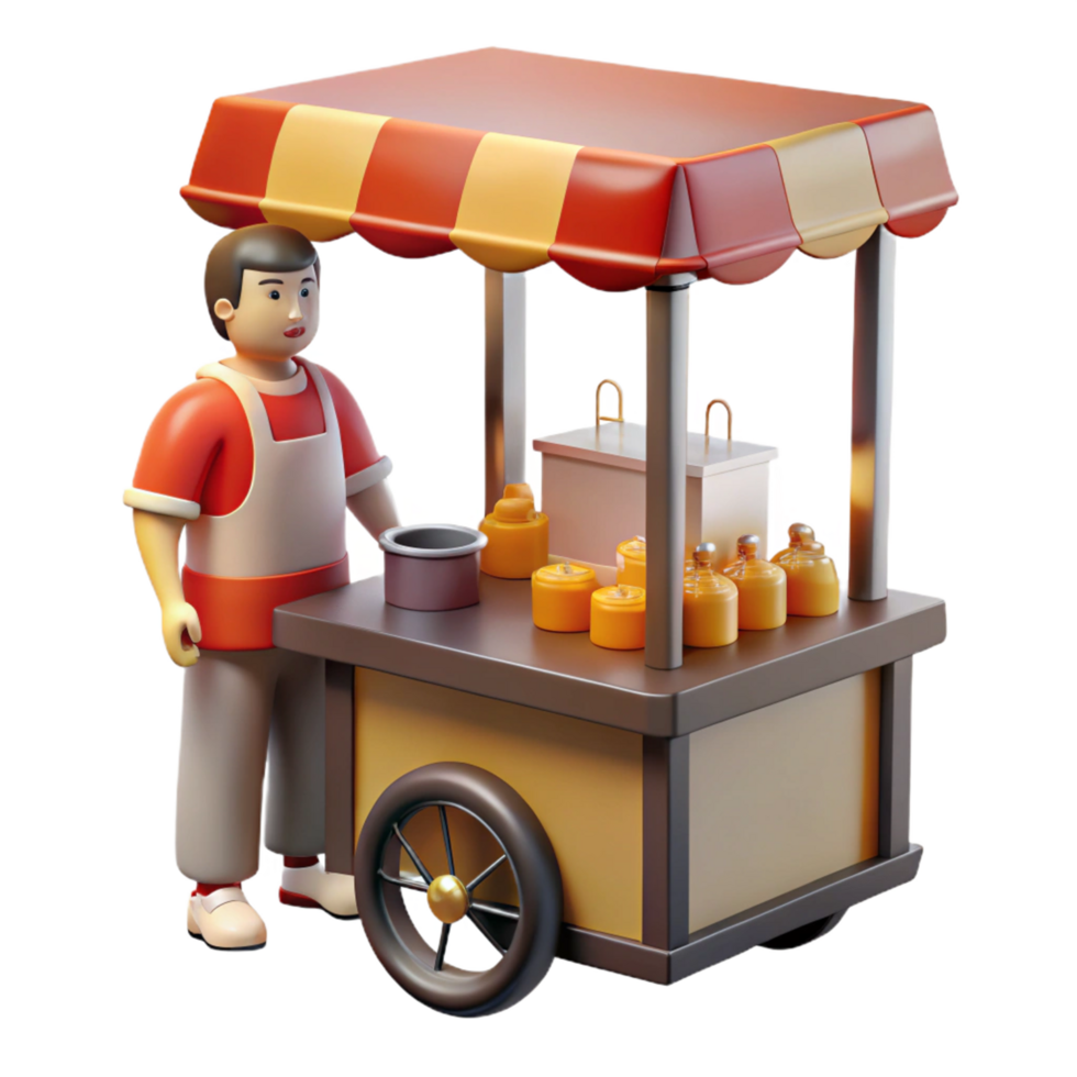 beautiful artistic 3D Render Street Food Cart Illustration high quality png
