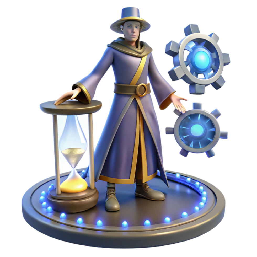 3D Illustration Wizard Time Gears png