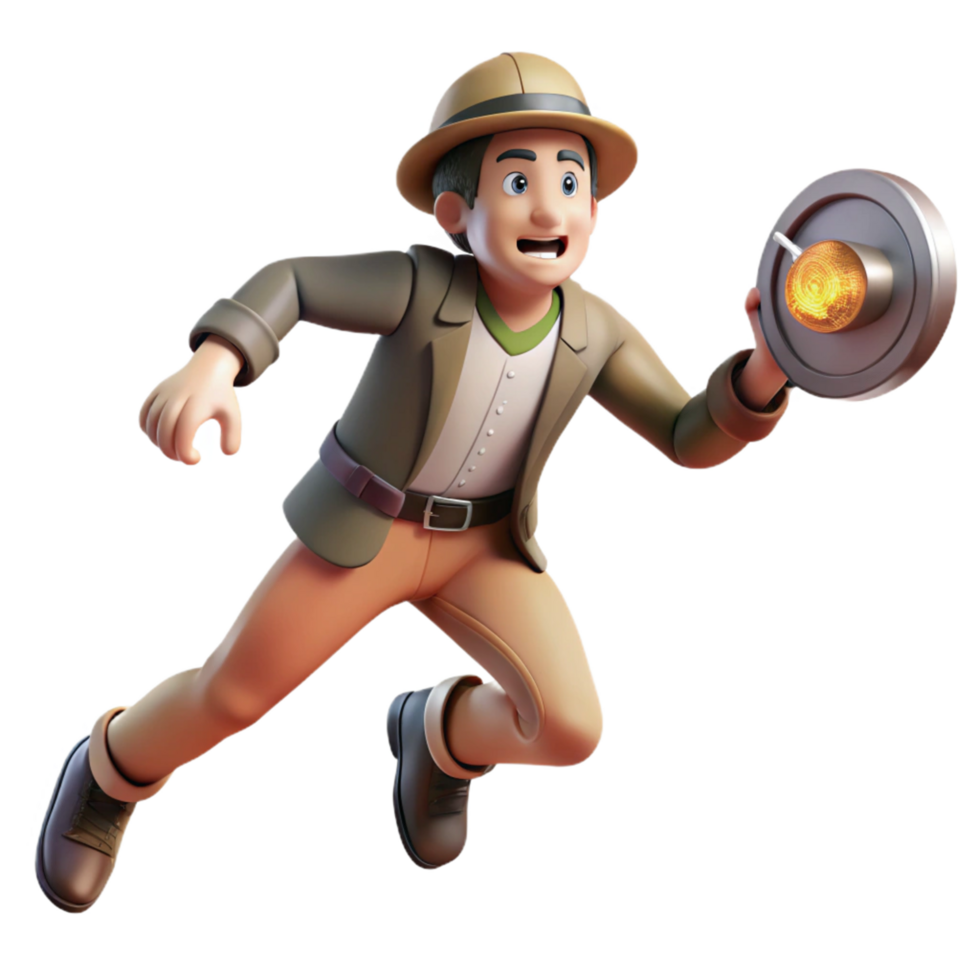3D Cartoon Explorer Running png