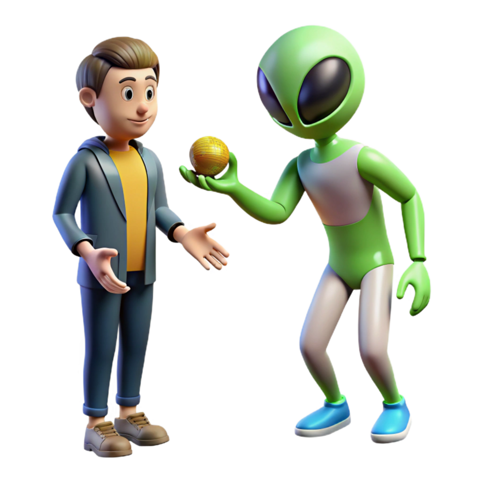 3D Illustration Alien and Human Exchange png