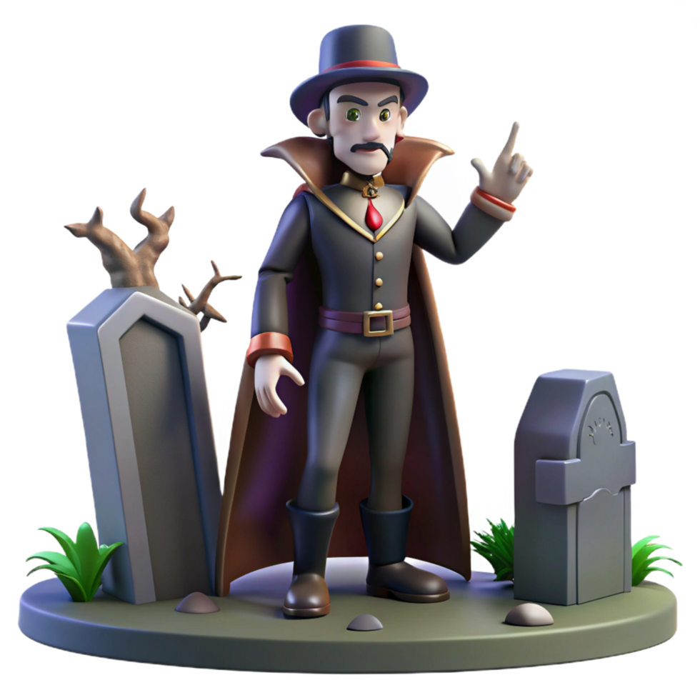 dramatic modern 3D Cartoon Vampire Illustration professional png