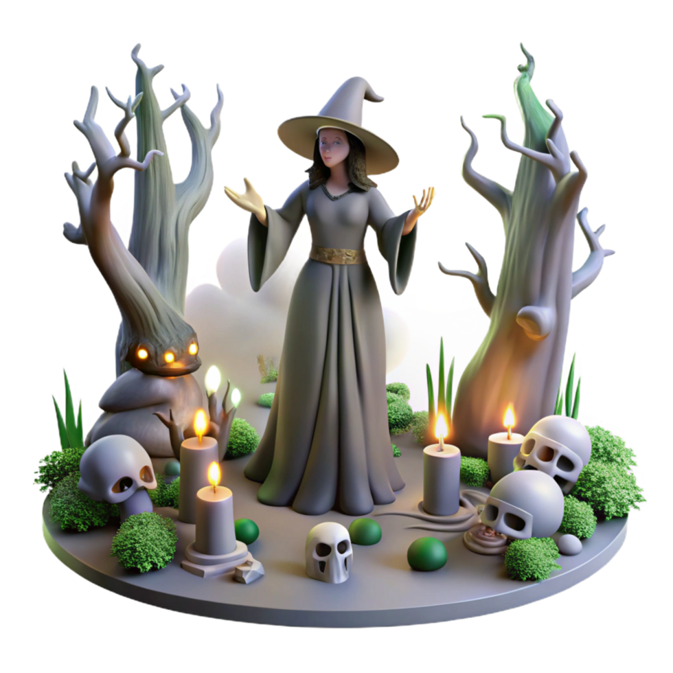 3D Halloween Witchcraft Scene png