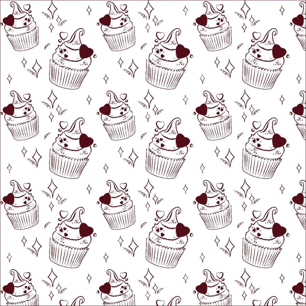 Pattern with cupcakes vector