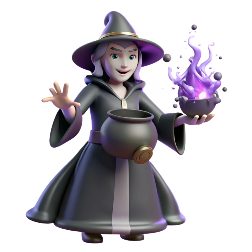 vibrant creative 3D Render of a Young Witch authentic png