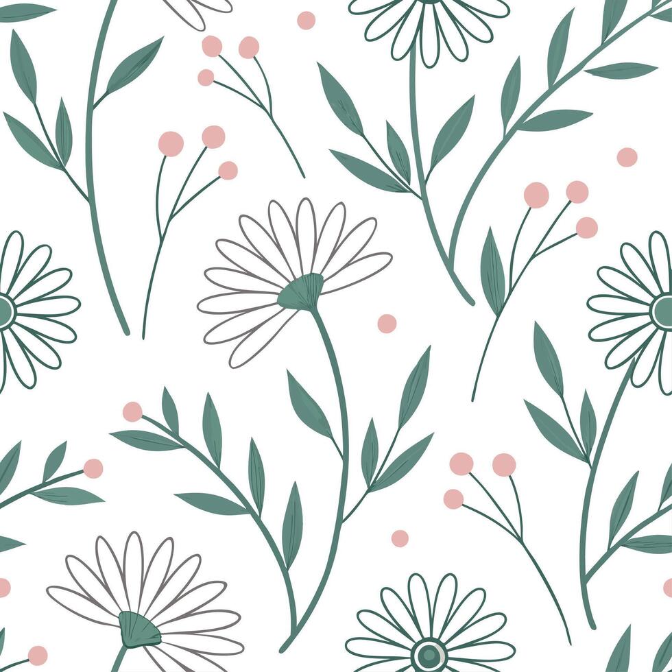 Delicate summer flowers seamless pattern with soft daisy blooms and subtle pastel colors for a soft airy vibe concept as Soft summer flower pattern with daisy blooms and pastel col Dynamics vector
