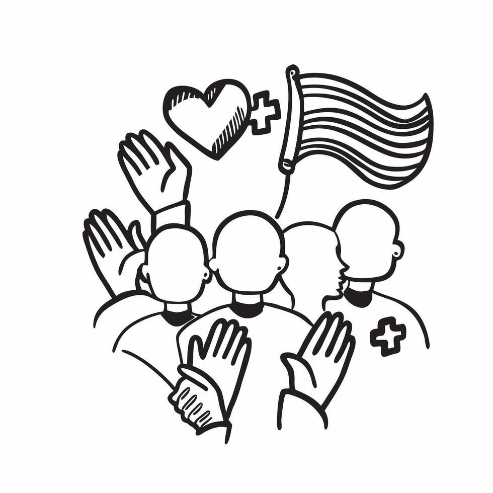 Pride flag with healthcare workers concept as Healthcare workers profiles blended with a Pride flag representing support and acceptance in healthcare Perfect for medical and commu Dynamics vector