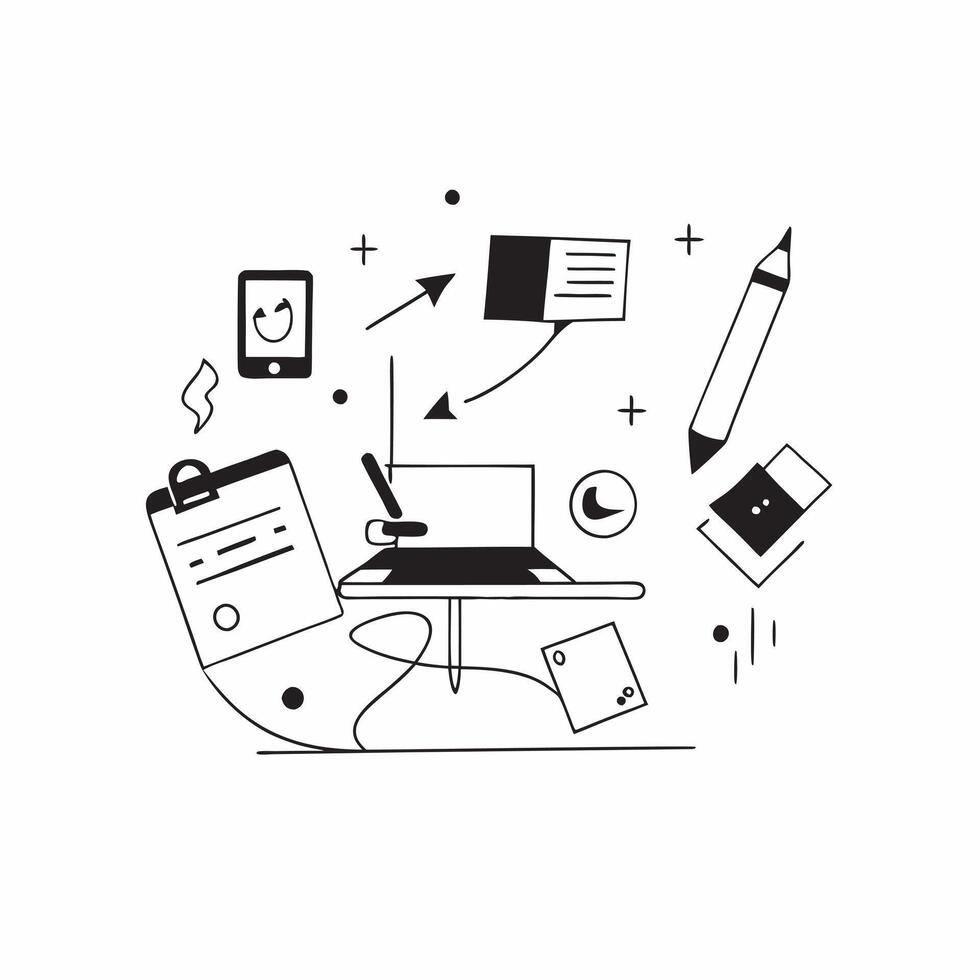 Abstract Digital Art Background with Glowing Home Office Setup concept as A photo featuring an abstract digital art background with a glowing home office setup The image emphasize pure Set 2 vector