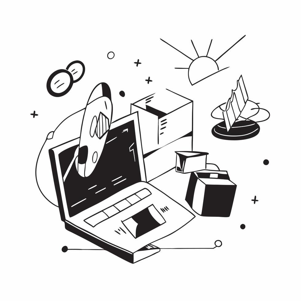 Abstract digital art with holographic music production software in a home office concept as Camera movement Zoom into the laptop screen with holographic music production software pure Set 2 vector