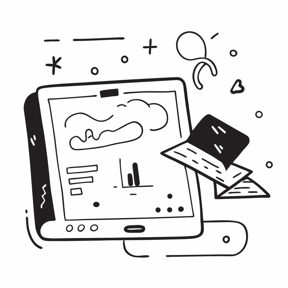 Abstract digital art with holographic weather updates on a tablet in a home office concept as Camera movement Pan across the tablet screen with holographic weather updates Scene G pure vector